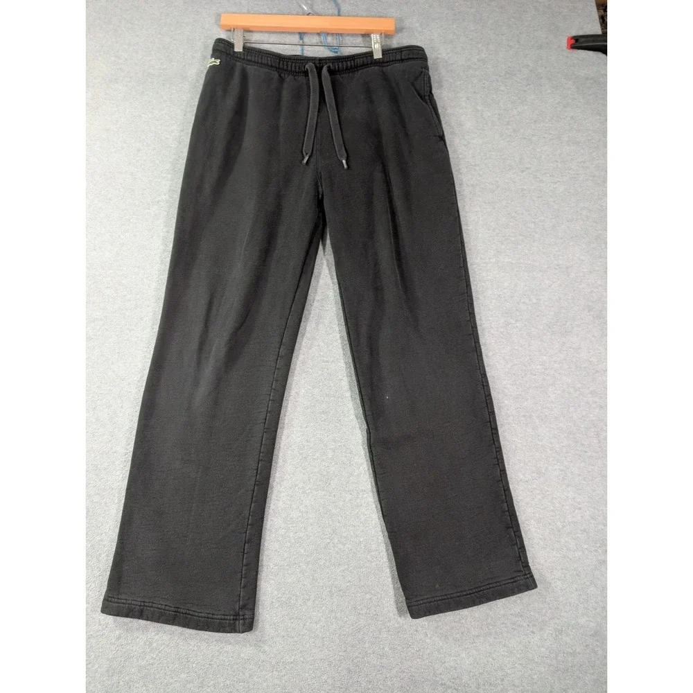 Lacoste Sport Men's XXL Black Faded Sweatpants Drawstring Lounge Athleisure